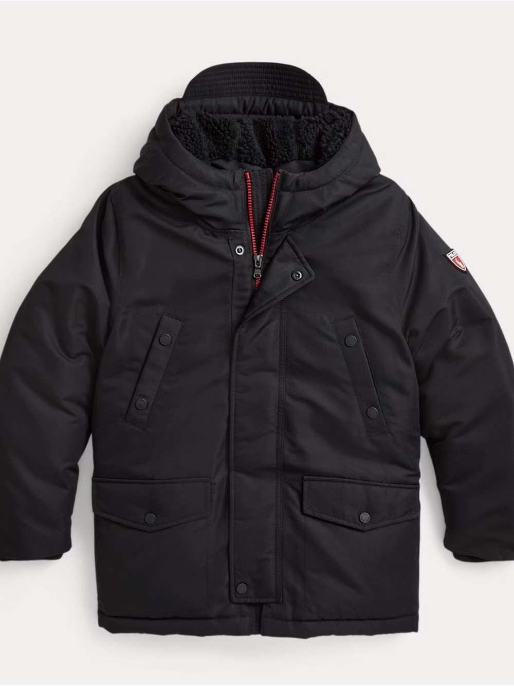 Boys Black Hooded Winter Coat -Polo Ralph Lauren- Fits a Women’s Small